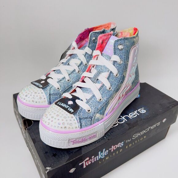 Skechers Twinkle Toes Limited Edition Girl’s Light Up Wings Glitter Boots 2 33.5 - Picture 2 of 11
